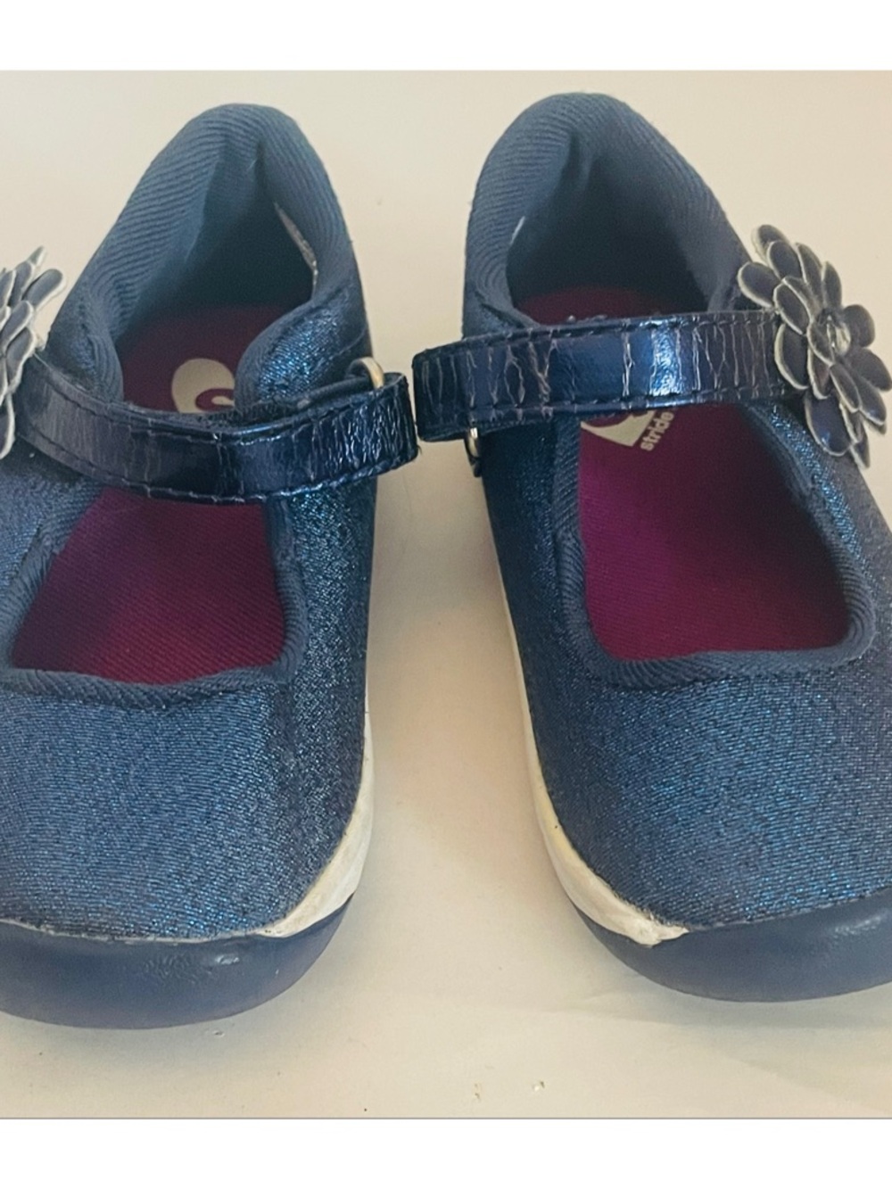 Stride Rite Navy Mary Jane Shoes with Flower Accent Toddler Size 6